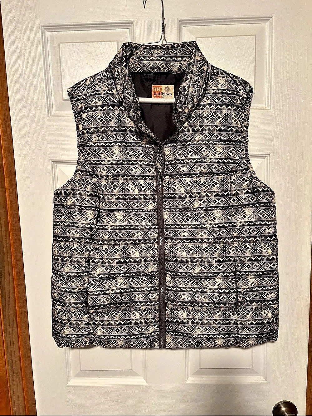 Ruff Hewn Patterned Zip Front Vest Size XL Like New
